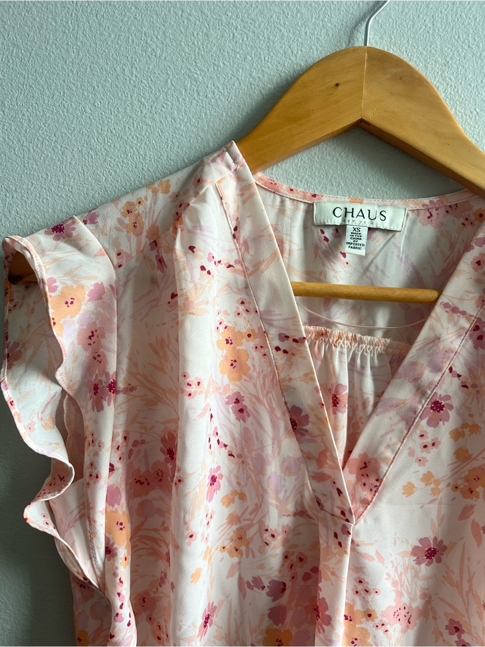 Chaus Floral Blouse in Light Pink and Peach